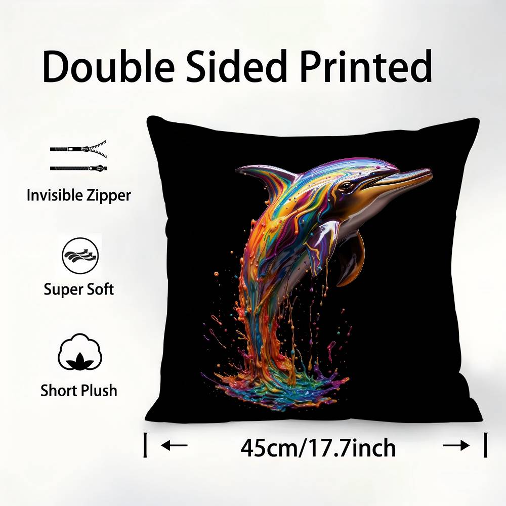 Animals Rainbow Dog Sea Otter Elephent Pillow Case Sofa Decorative Home Double-sided Printing Short Plush Cushion Pillow Cover