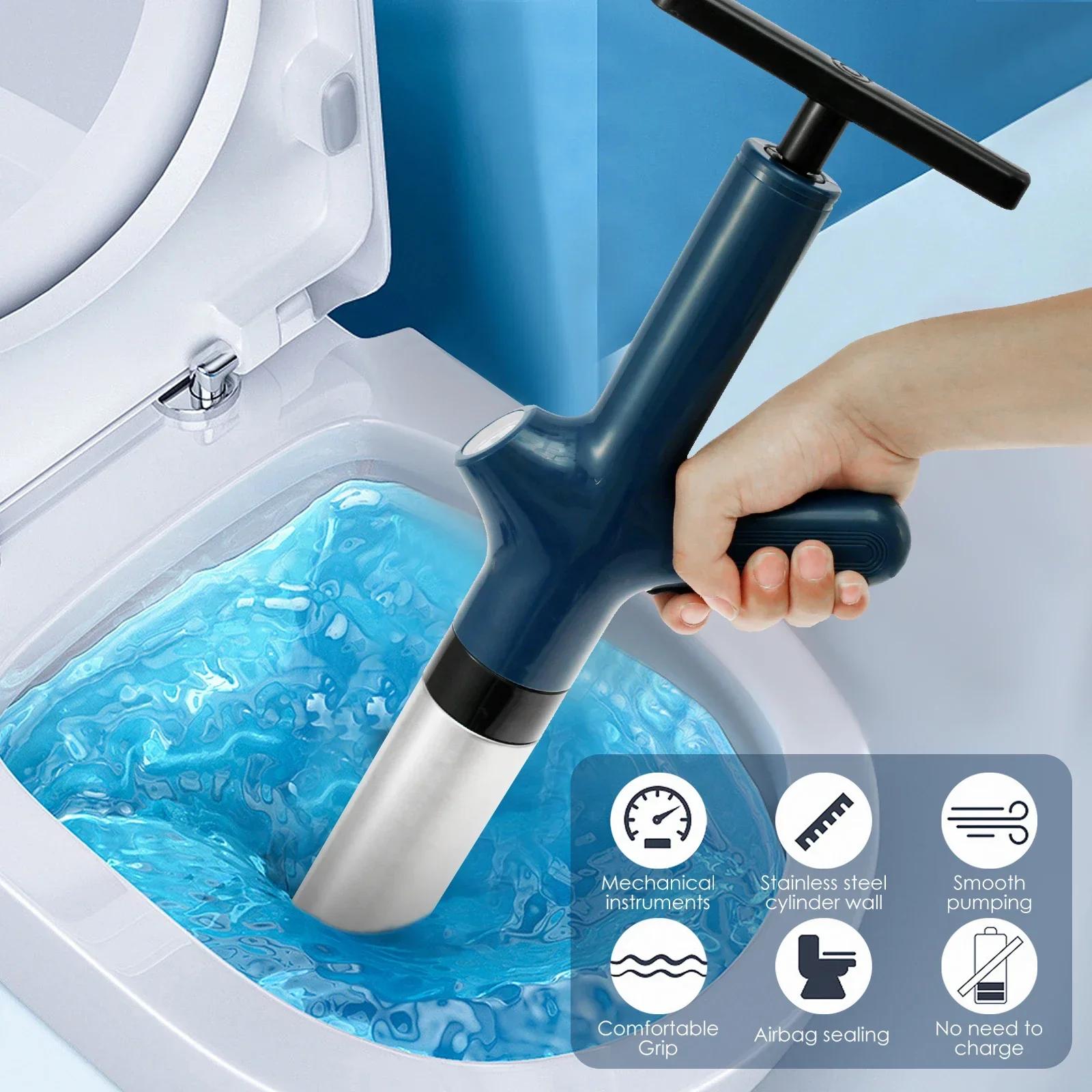 High Pressure Air Toilet Plunger Toilet Unclogger with Real-Time Barometer Drain Clog Remover for Toilet FloorDrain Kitchen Sink