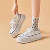 Women's 2025 Autumn White Platform Sneakers - Genuine Leather, Thick Soles, Height-Increasing, Small Sizes