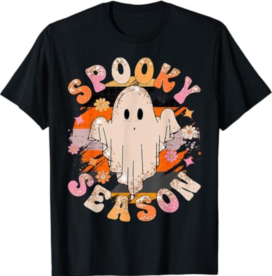 

Groovy Spooky Season Ghost Flower Halloween Costume Girls Unisex T-shirt
