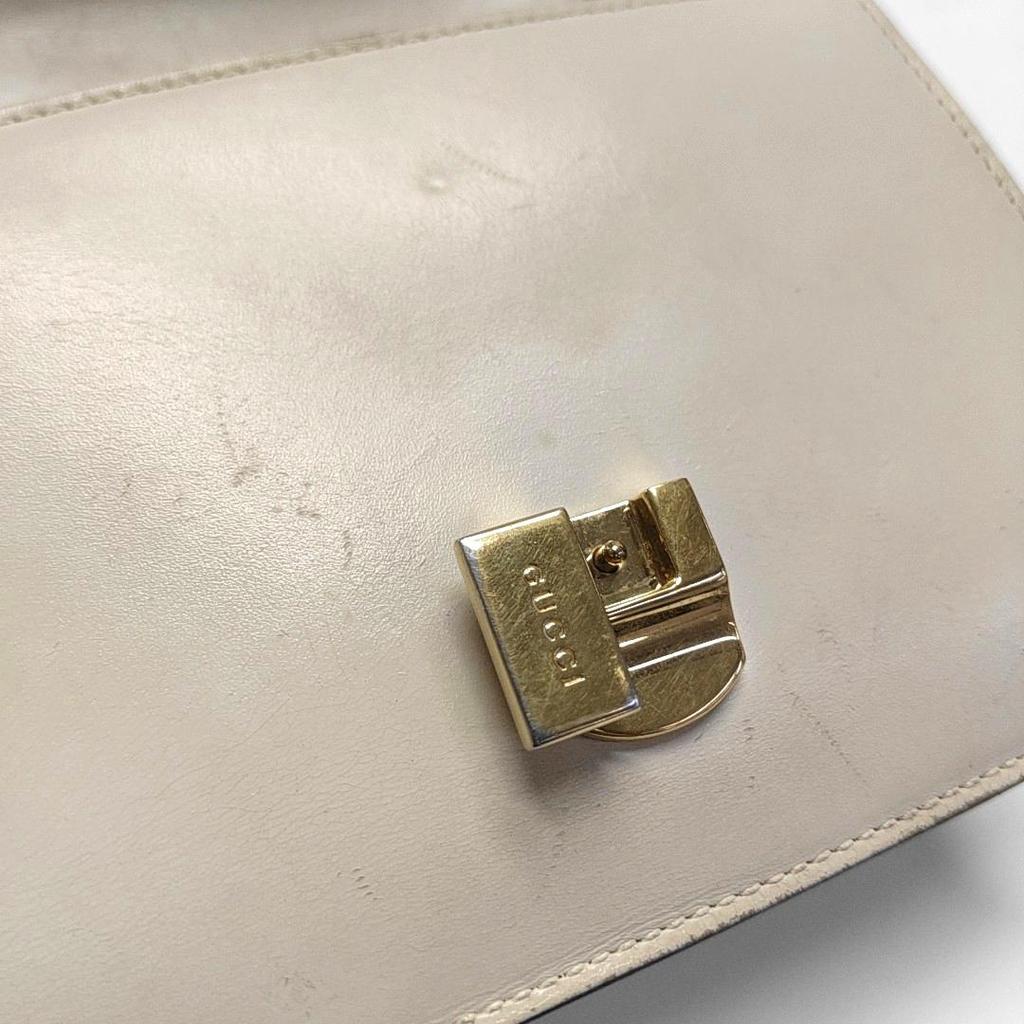 [Pre-Owned] Sylvie Gold Buckle Striped Web Leather Mini Tote Shoulder Crossbody Bag - Fair #BZGZ9L