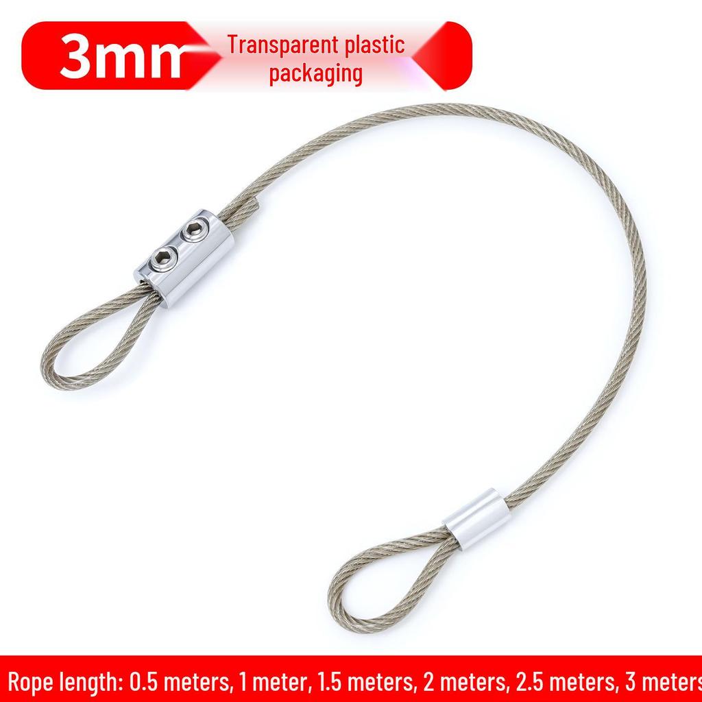 Adjustable Transparent Rubber-Coated Steel Wire Picture Hanging Device with Locking Line and Aluminum Sleeve Safety Rope
