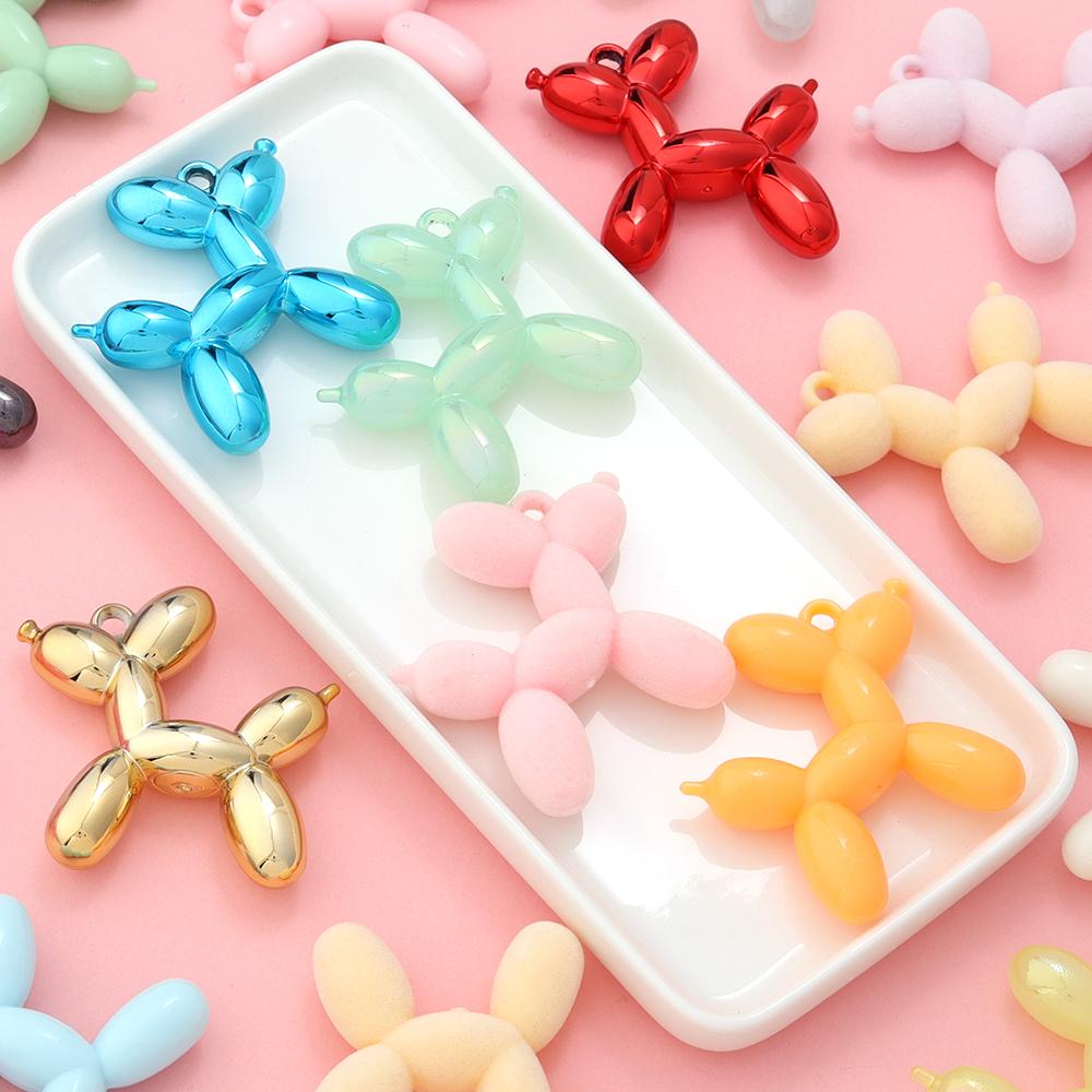 5pcs/bag Acrylic Balloon Dog Charms Multi-colors Mixed Pendant for Jewelry Making DIY Necklace Bracelet KeyChains Accessories
