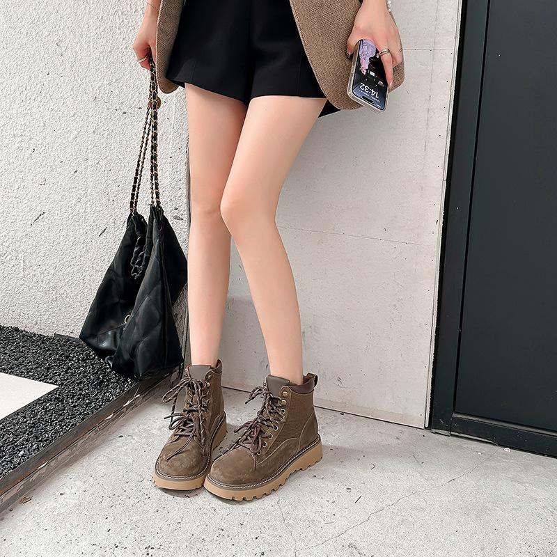 Martin boots women's new British style thick-soled versatile height-increasing short tube retro locomotive single boots women's boots