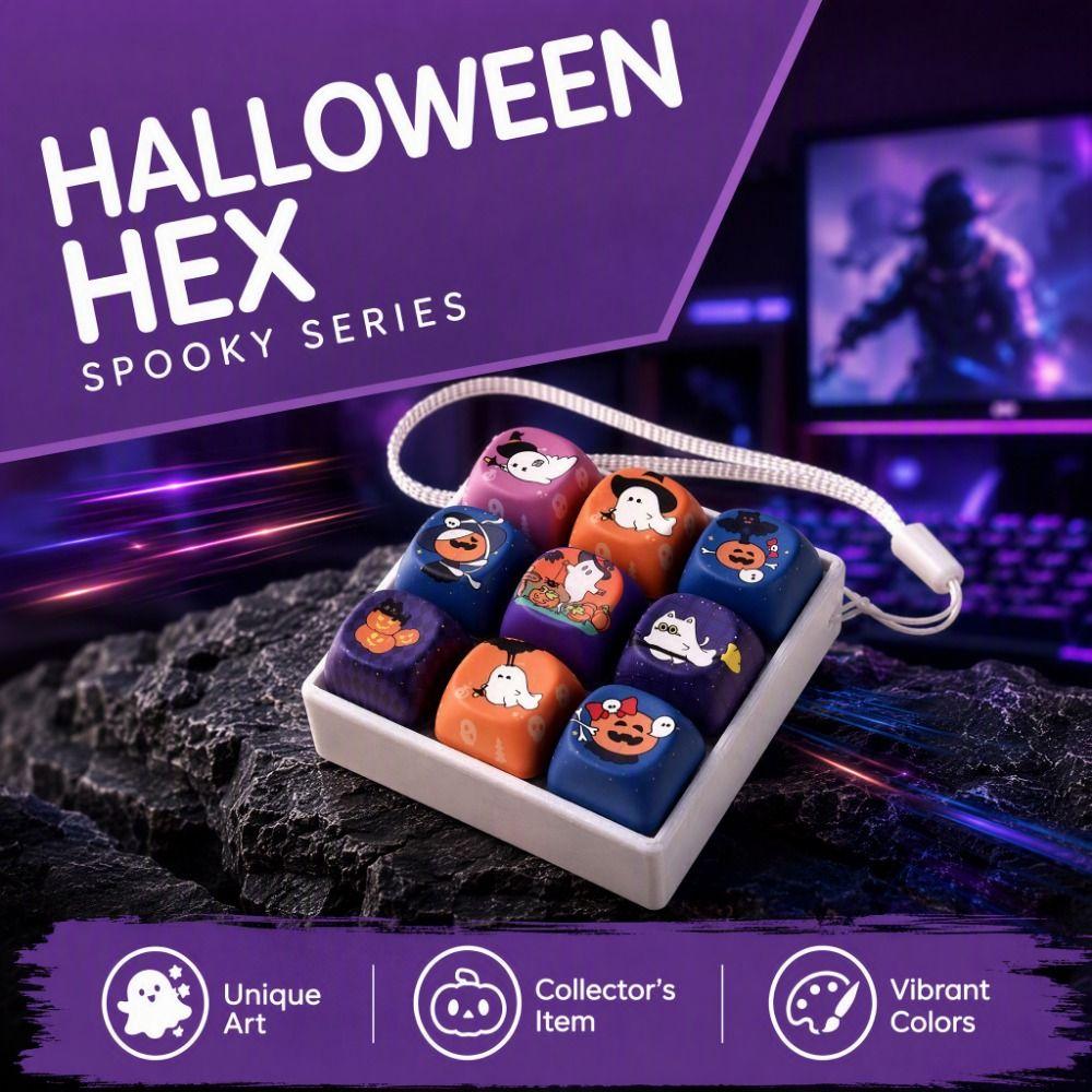 Halloween Pattern Fidget Toy Creative Decompression Button Keychain Bag Hanging Decor