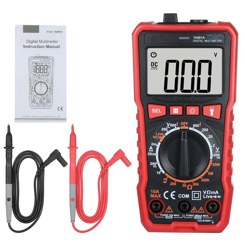 Digital Multimeter LCD Display DC AC Voltage Built in Flashlight Household Digital Multimeter