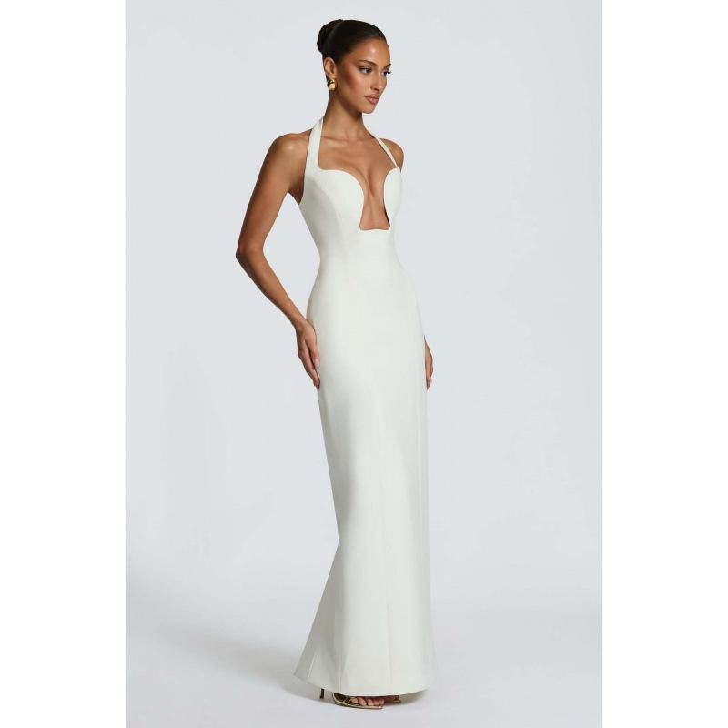 Europe and the United States 2026 New Neck-style Chest Hollow Waist Dress, Dinner Party Red Carpet Shape and Floor Dress
