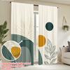 2PCS Digital Printed Curtains, Forest Leaf Geometric Pattern, Beautiful Window Drapes for Living Room Bedroom Home Decor
