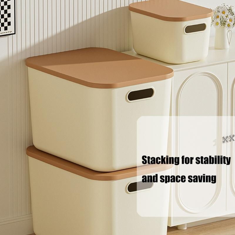 Stackable Home Storage Container Cream Design Dustproof Lid Storage Container For Clothes Toy Organization