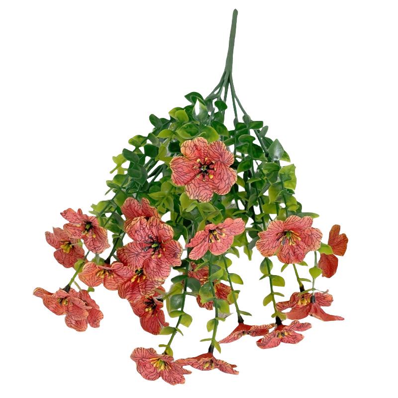 7-Fork Eucalyptus Violet Artificial Silk Flowers for Tabletop & Courtyard Decoration