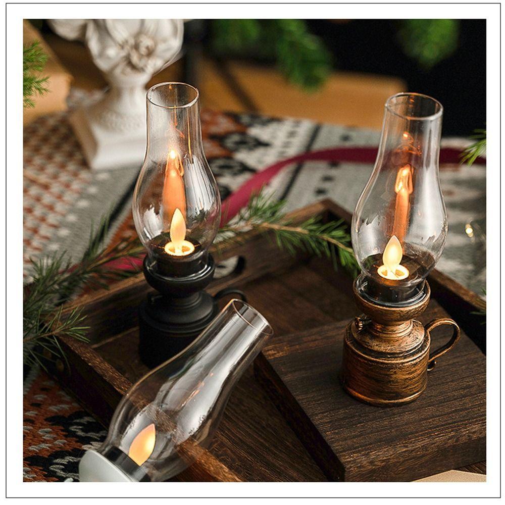Home Night Light Decoration LED Halloween Oil Lamp Festival Electronic Kerosene Lamp  Table Lamps