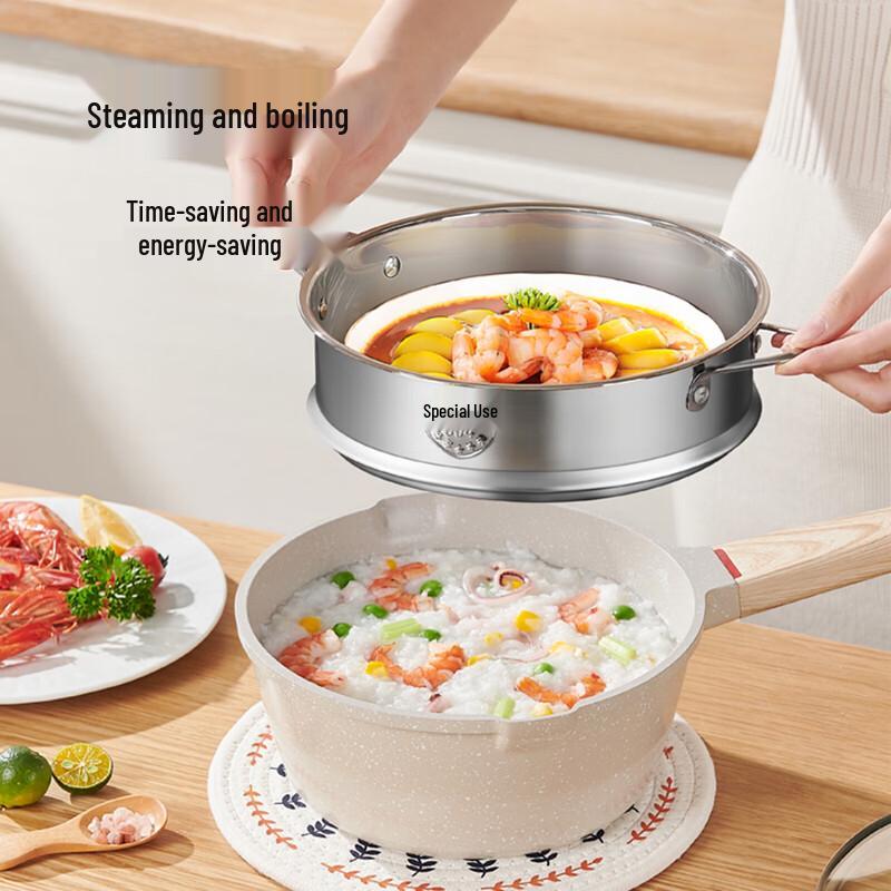 HA Maifan Stone Non-Stick Saucepan with Steamer