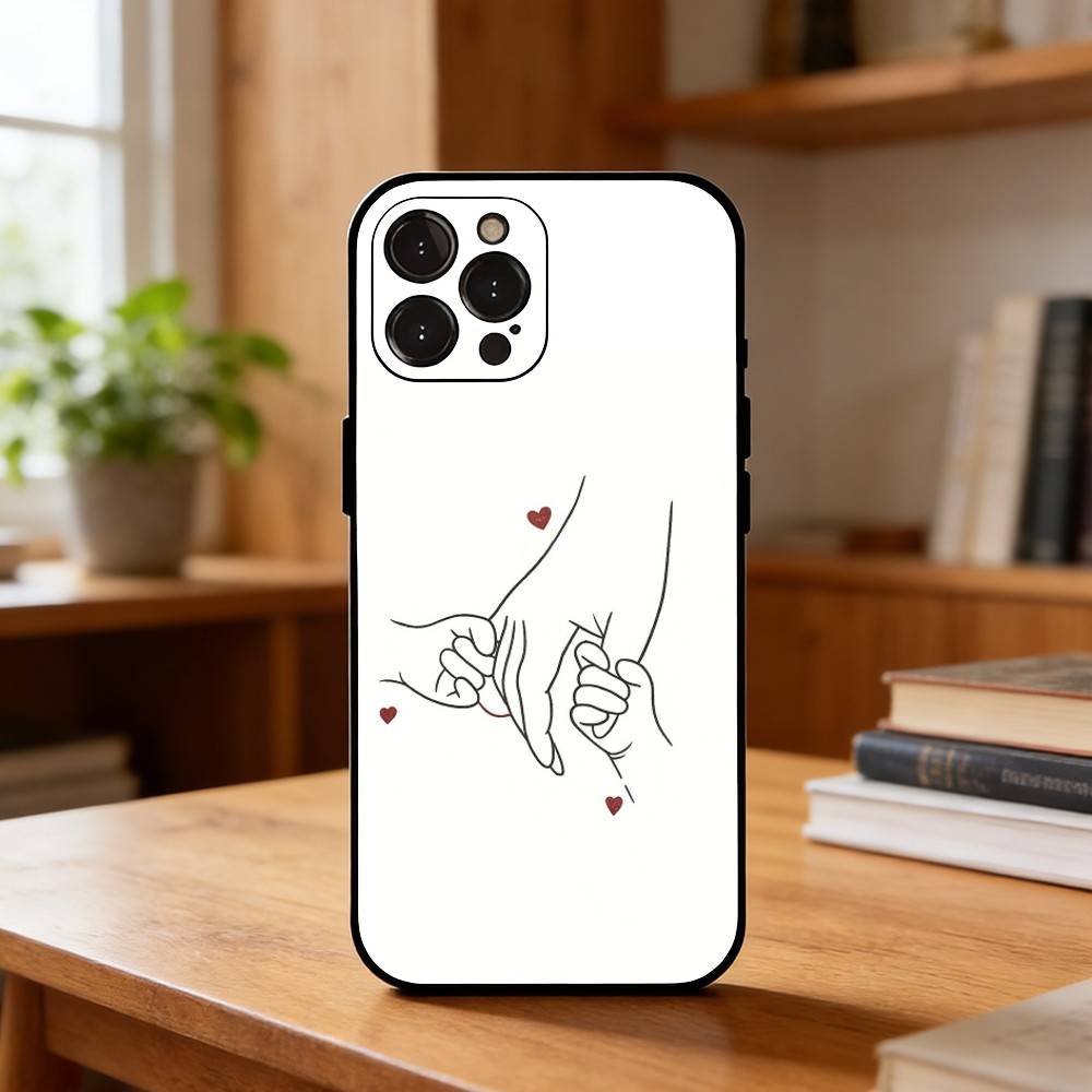 M-Mom Daughter Son Dad Hold H-Hands Phone Case For iPhone17 16 15 14 13 12 11 Pro Max Plus,5G Soft Black Case