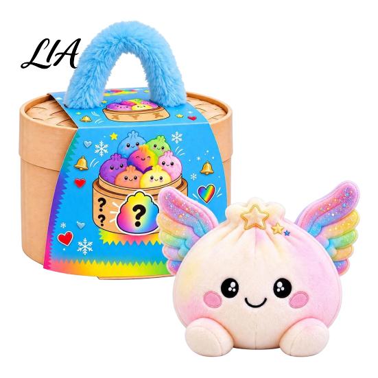 Plush Dumpling with Legs Stress Relief Toy Steamer, Stuffed Smiling Reducing Desk Accessories Squeeze Toy, Cartoon Plushie for Kids Adults Desktop