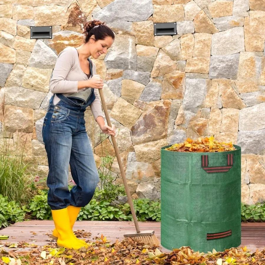 60L Reusable Garden Bag Large Capacity Leaf Sack Trash Can Foldable Garden Garbage Waste Container Storage Bag Waterproof