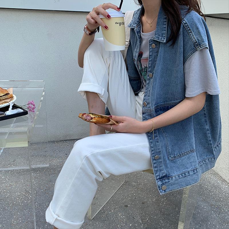 Korean Style Women's Denim Vest - Autumn Slim Fit, Harajuku Casual, All-Match Fashion