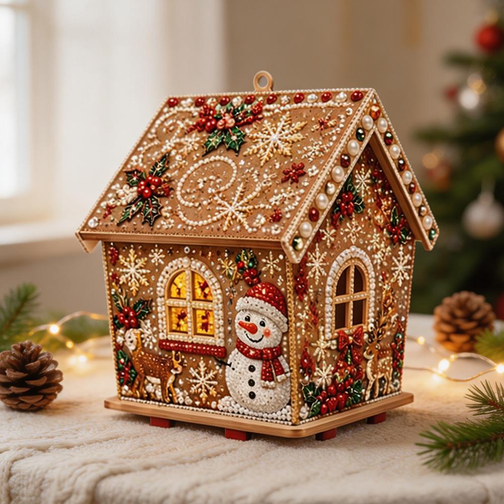 DIY Pearl Craft Kit Christmas Cottage Diamond Painting Set Wooden Pearl Art Christmas Tree Ornaments For Home Decoration Gifts