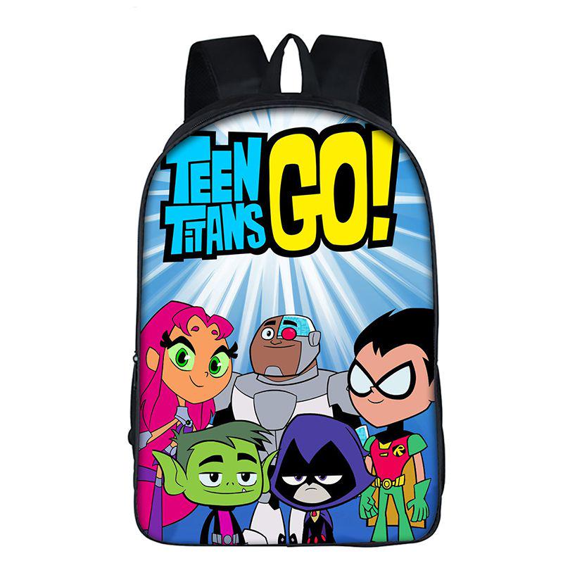 Teen Titans Go Kids Cartoon Backpack With Large Capacity And Smooth Zipper