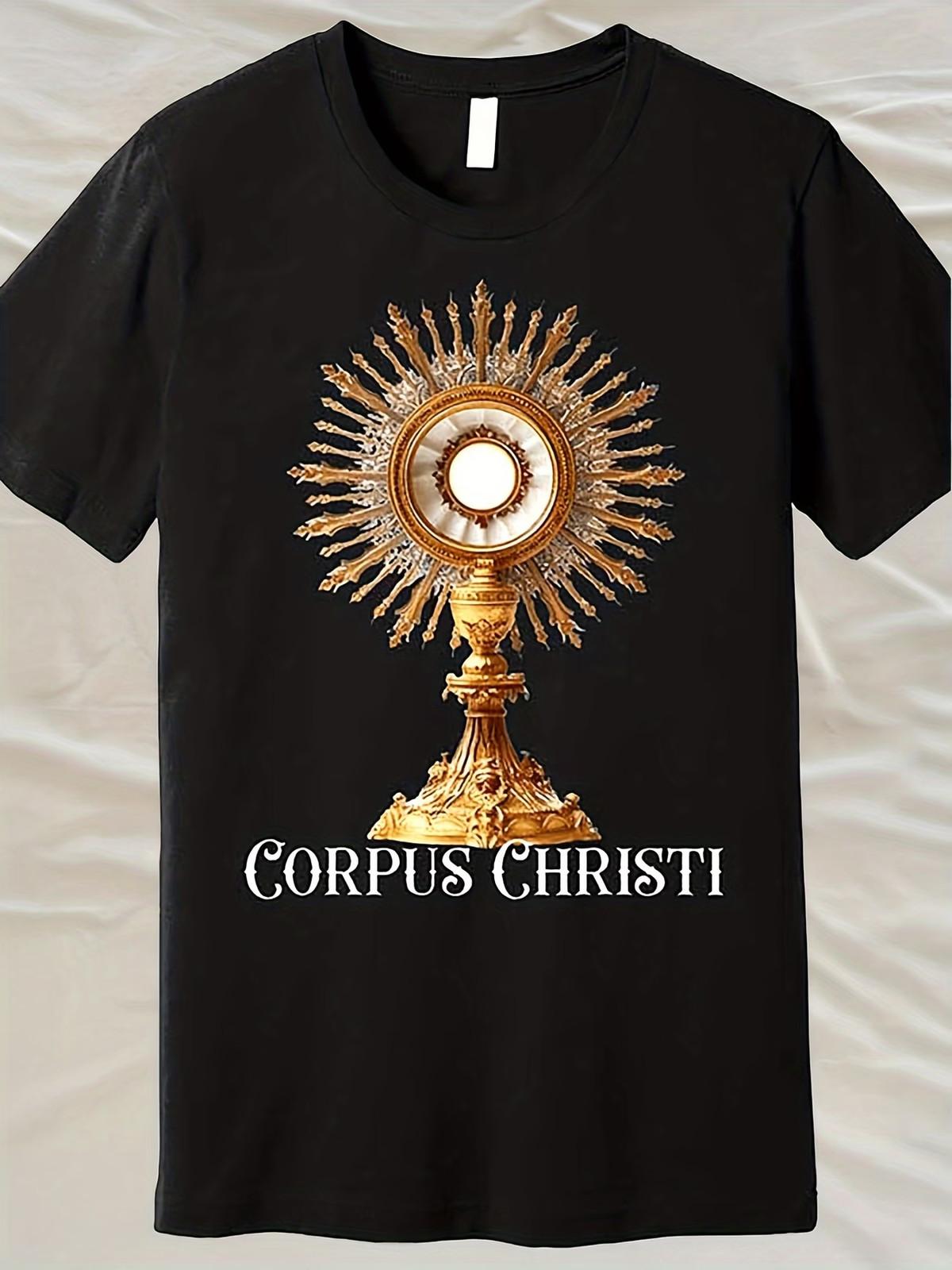 Men s Catholic Eucharistic Adoration T-Shirt - Corpus Christi Latin Mass Design Unisex T-Shirt S