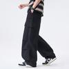 American retro trendy brand niche paratrooper overalls men's trend loose wide-leg straight elastic waist long pants
