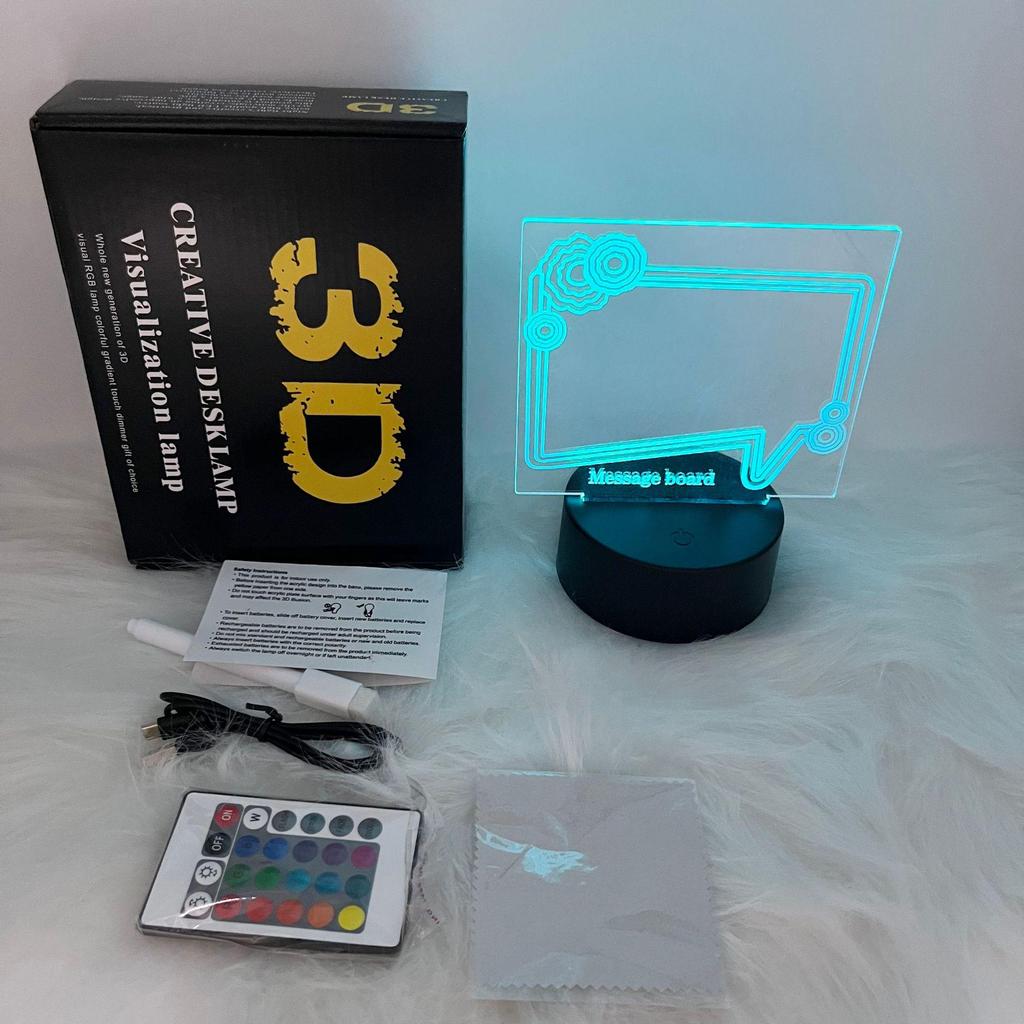 16-Color Remote-Control RGB Marker Message Board with 3D Night Light, DIY Graffiti Pen, Erasable Handwriting, and Acrylic Table Lamp.