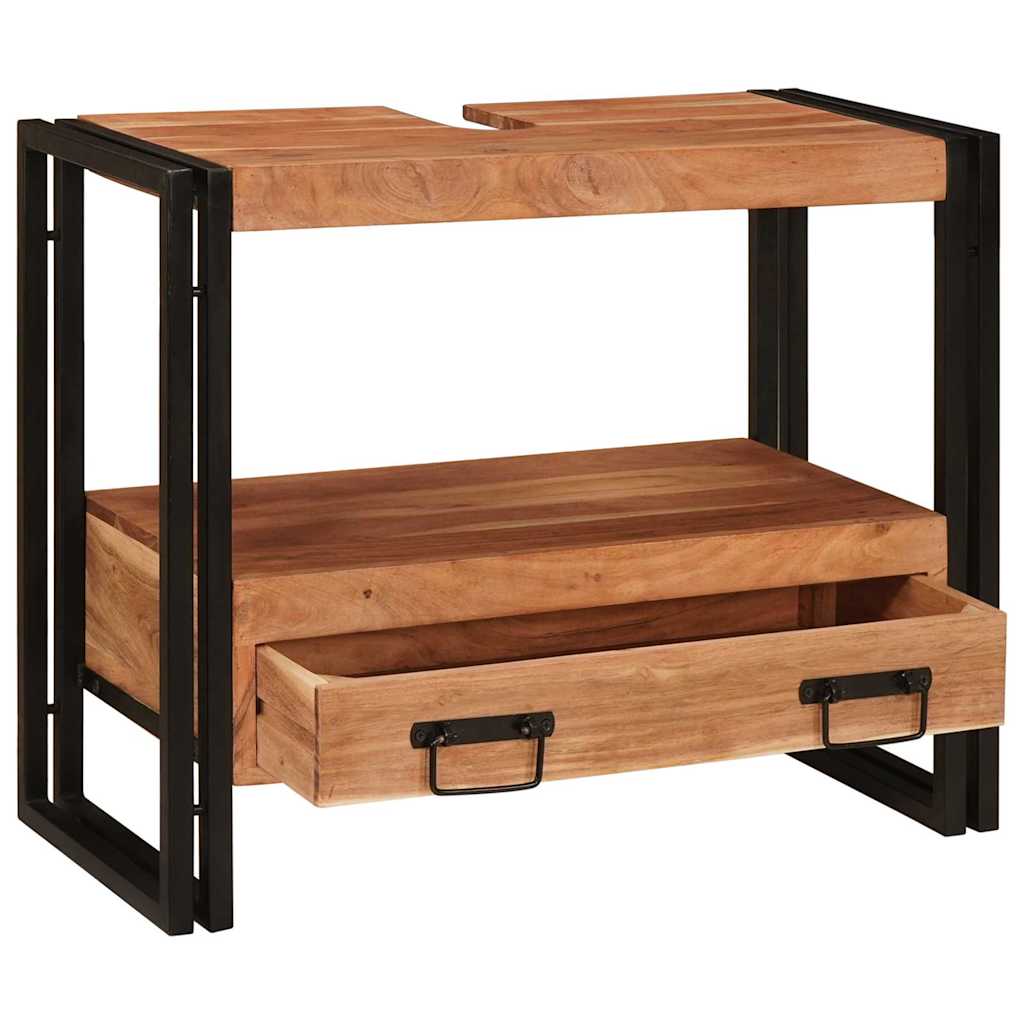 Bathroom Vanity Cabinet Brown 71 x 33 x 58 cm Solid Acacia Wood