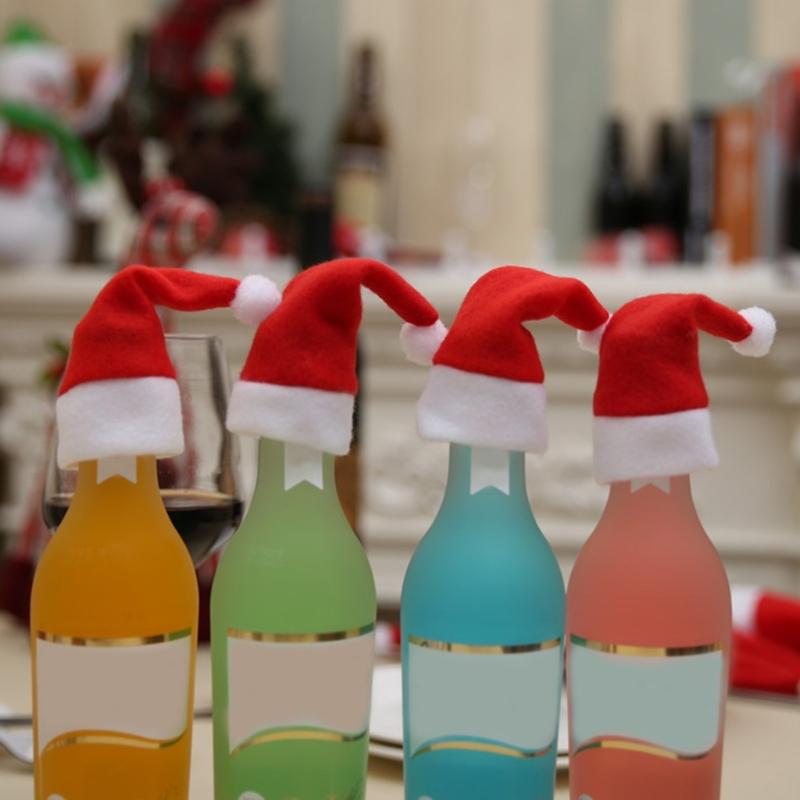 30pcs Mini Christmas Santa Hats Kitchen Tableware Silverware Holders Accessories