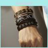 Modernes Metall-Lederarmband mit Blattmuster für Damen und Herren Modeschmuck