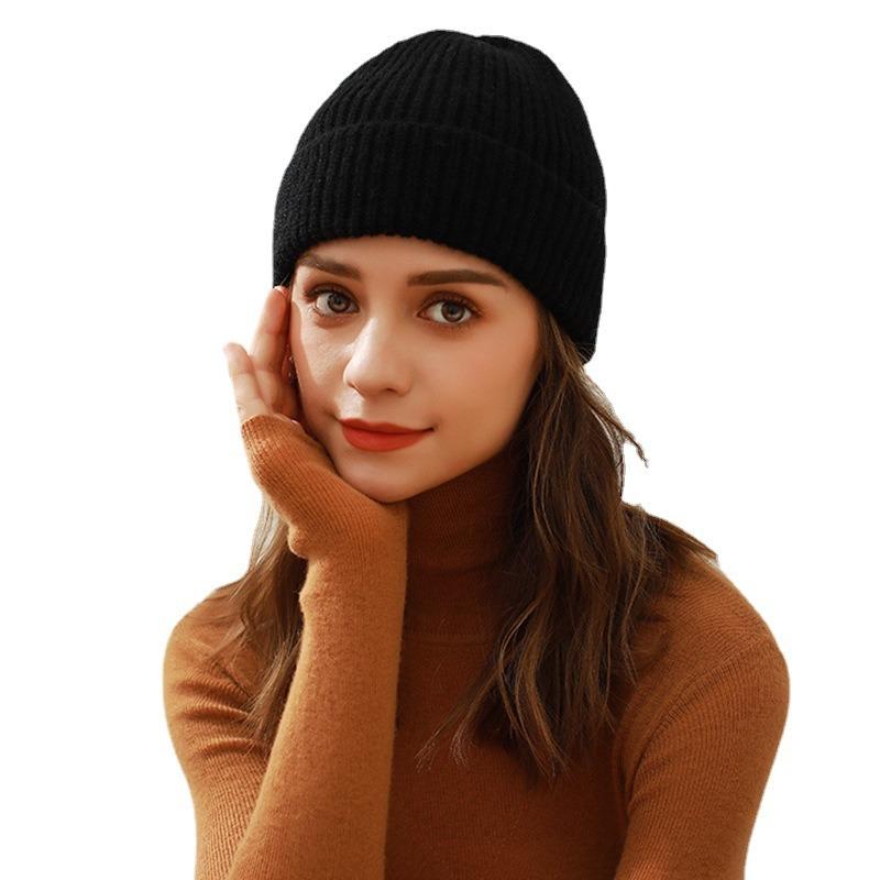 Solid color knitted hat children's autumn and winter new student versatile dome melon rind wool hat cold hat men's trend