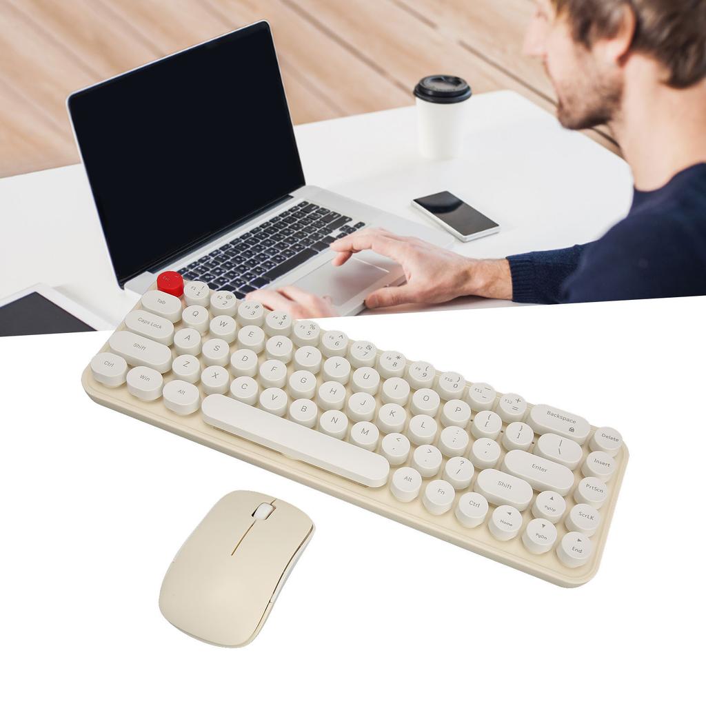 Wireless Keyboard Mouse Combo Portable Retro Silent 2.4G Wireless 68 Keys Keyboard Mouse Set