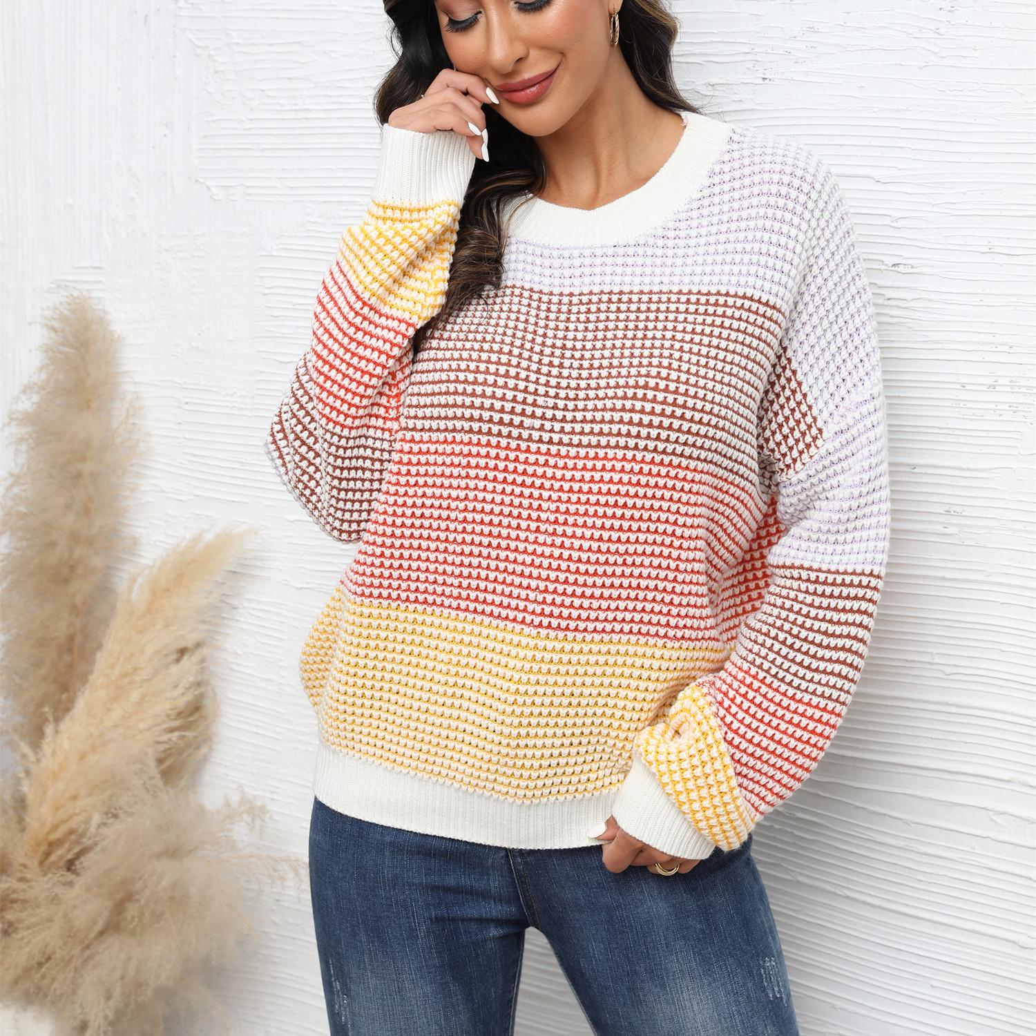 

GMXIA женские модные повседневные осенне-зимние свободные свитера с длинным рукавом и круглым вырезом XL белый