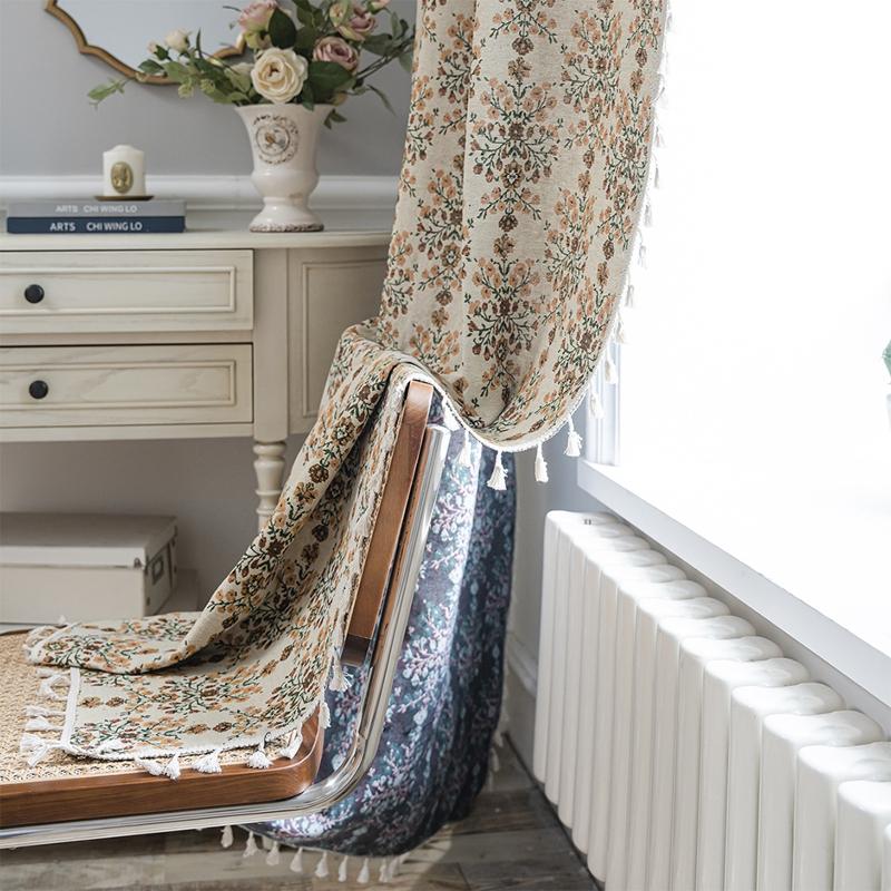 American Style Semi-blackout Jacquard Fringe Curtain Country Home Decoration Curtains Living Room Bedroom Kitchen Valance