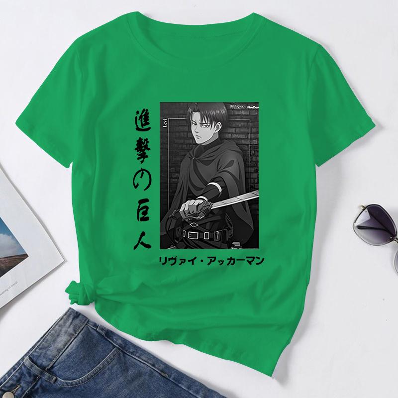 Summer Hot Anime Levi Ackerman Clothing Female Loose Women T-shirt Punk Dark Grunge Streetwear Ladies Top Gothic T Shirts