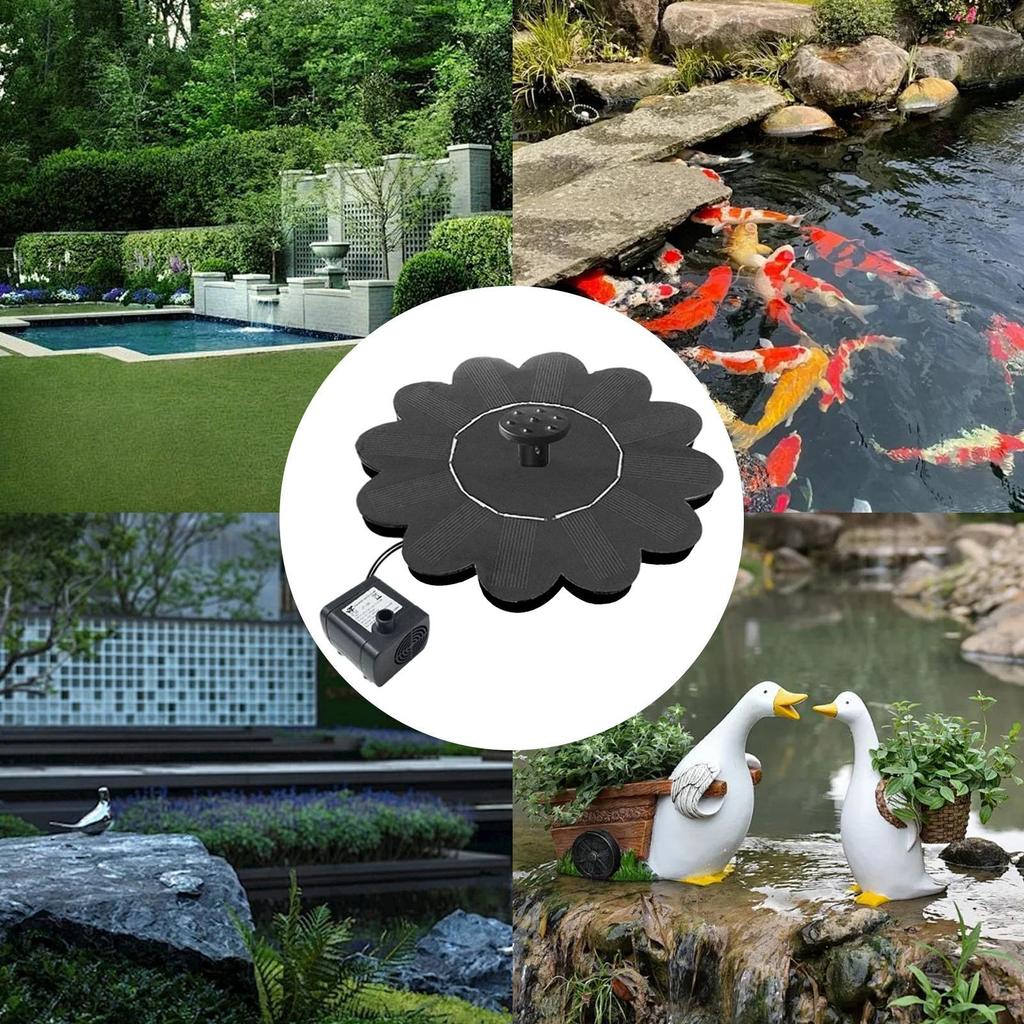 Bird Bath Solar Fountain Flower-Shaped Water Fountain Pump Waterfalls Outdoor Birdbath For Pool Pond Landscape Yard Patio Porch