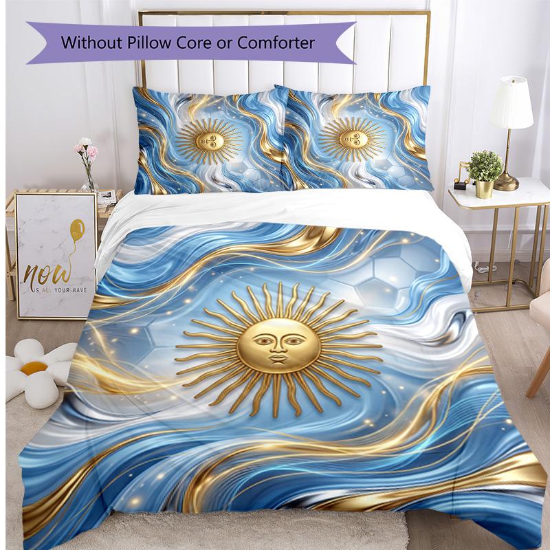 Set Biancheria da Letto Stampata Calcio Argentina 3 Pezzi Copriletto Traspirante Accogliente come Regalo per Inaugurazione Casa o Festa