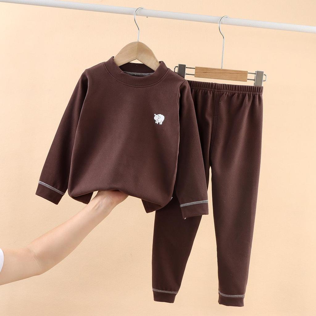 Children's Fleece Autumn Clothes & Trousers Set: Warm Underwear & Loungewear for Boys & Girls