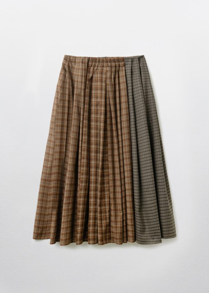 Pibeuseupibeuseu Mix Check Maxi Skirt / Brown