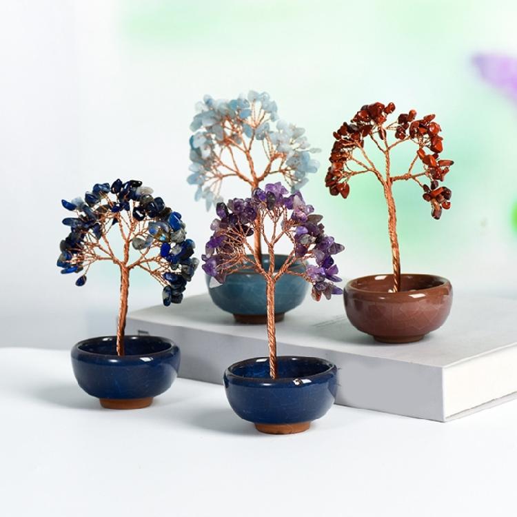 Gemstones Bonsais Tree Miniature Crystal Money Tree Ornament for Fengshuis Enthusiasts Seek Wealth and Positive Energy