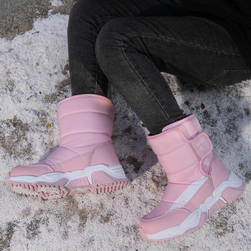 Rutschfeste und verschleißfeste High-Top-Schneestiefel für Kinder mit Plüschisolierung, Baumwollschuhe, Herren- und Damenschuhe