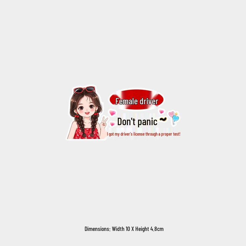 Female Driver - Don t Panic! Funny Rear Windshield Sticker for Cars