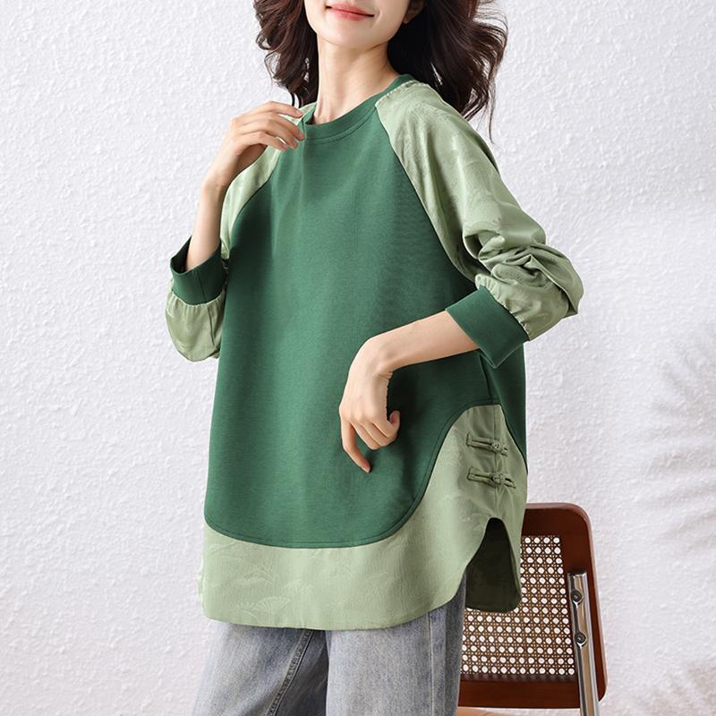 Plus Size Autumn Solid T-Shirt Women New Basic Pullover Long Sleeve Loose Fashion Green Tops Tees