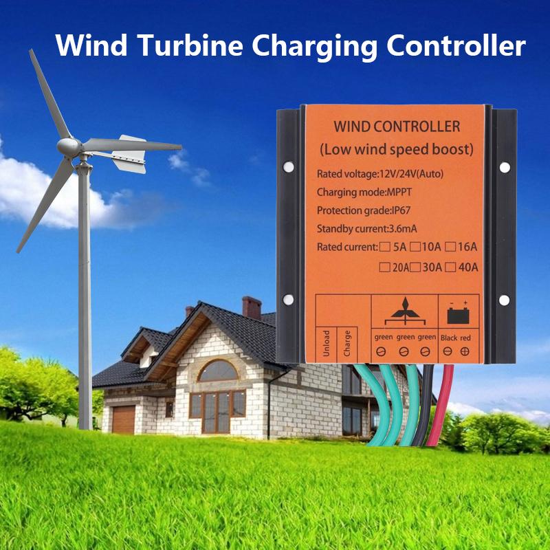 MPPT 100w -10000W Waterproof PWM Wind Turbine Charge Controller 10A 40A Low Wind Speed Regulator Voltage Boost 12V 24V AUTO 48V 5A