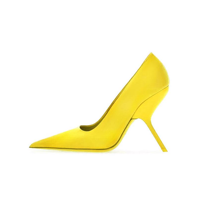 Fashion Brand Fashion Show Silvery 9cm High Heels Spring Autumn New Irregular Heels Black Red Pointed Sexy Women's Single Shoes Size 43