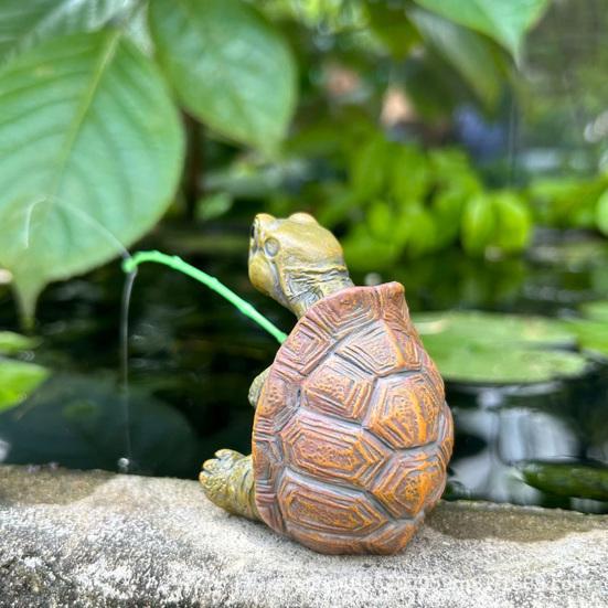 Fishing Turtle Statue Resin Figurine Animal Sculpture Garden Decor Lifelike Design Outdoor Ornament