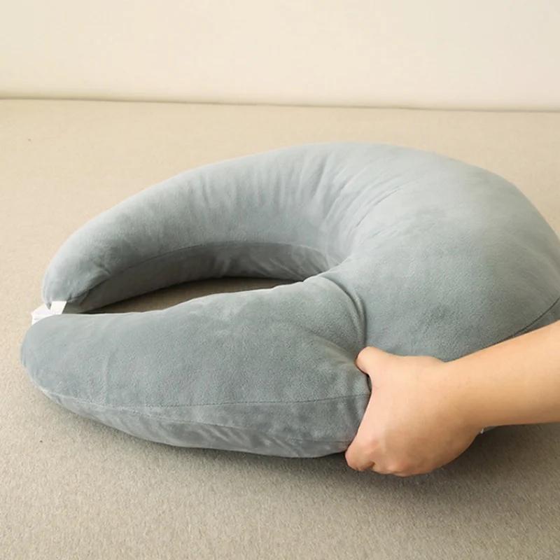 U-образная подушка для чтения из пены с эффектом памяти для кровати, дивана, съемный моющийся чехол, подушка-спинка для взрослых для учебы и сна, большой размер 60x50cm серый