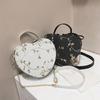 New Women Spring Summer Heart-shaped Handbag Crossbody Bags Zipper PU Leather Shoulder Bag Leisure