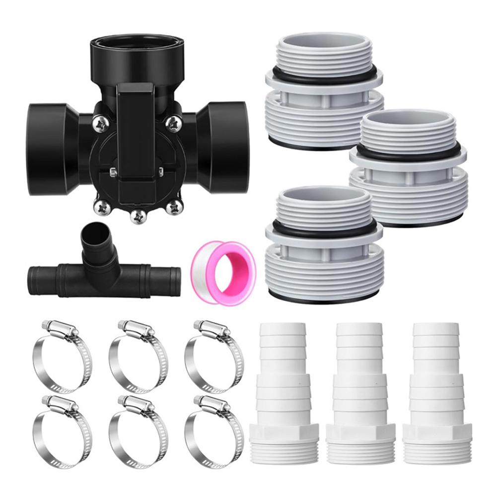 3 Way Swimming Pool Bypass Set Reliable and Adjustable Diverter Valve Hose Adapter with Hose Clamps for Garden Pool Diverter