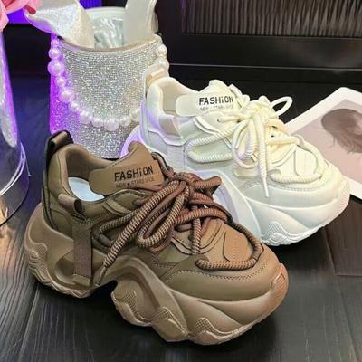 Leder Papa Schuhe Damenschuhe Frühling Neue Vielseitige Dickbesohlte Erhöhung Freizeitschuhe Sportschuhe Damen