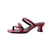 Sandals Women's Outer Wear 2025 New Square Head Non-slip Cool Slippers Women's Thick Heel Sandals Middle Heel Going Out One-word High Heels