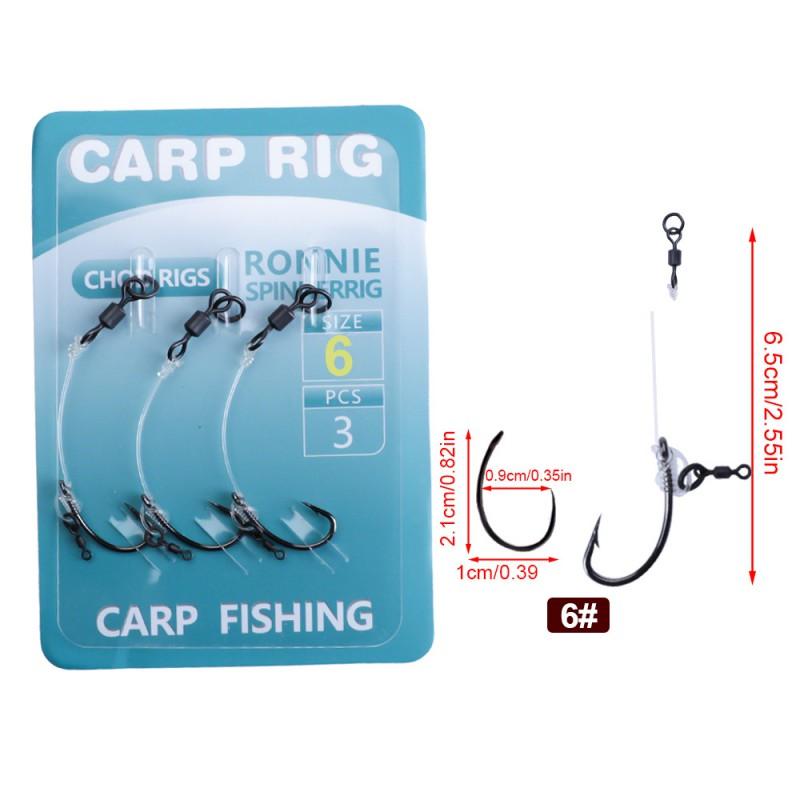 3pcs European-Style Carp Fishing Hooks With Bent Shank Anti-Weed Design High-Carbon Steel Rubber Bead Float Rig